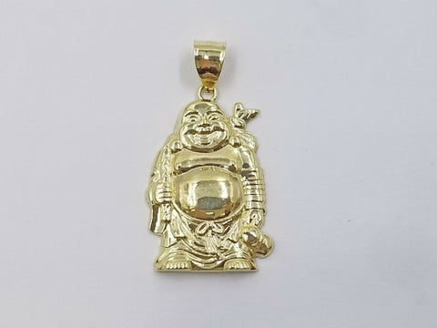 10k Gold 2.5mm Rope Chain Laughing Buddha Charm Pendant in18 20 22 24 26 28 Inch