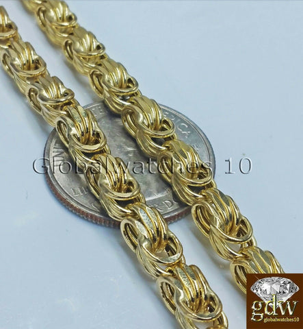 Real 10k Yellow Gold Byzantine Bracelet 8, 9 Inches Chino Lobster Men Women