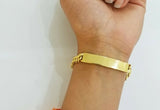 10K Yellow Gold ID Bracelet With Miami Cuban Chain 8mm 9" Long ,Hand chain 10kt