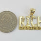 10k Yellow Gold RICH Or Nothing Charm Diamond Cut Pendant For Men Women Real