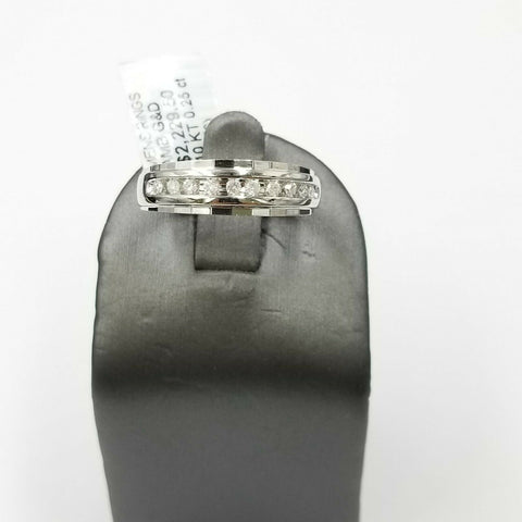 White 10K  Gold & Diamond Wedding Ring Band Diamond Cut  Men's Ring 0.25 CT