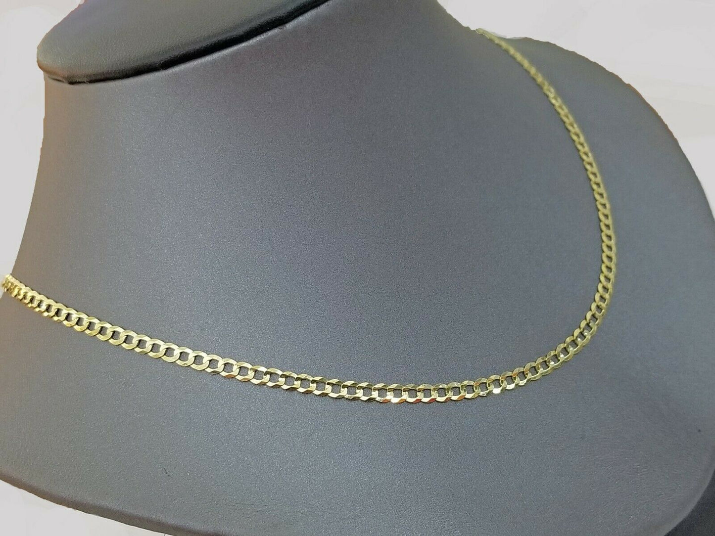 14KT SOLID Yellow Gold 3mm Cuban Curb Link chain Necklace 18"-26" Men Women Real