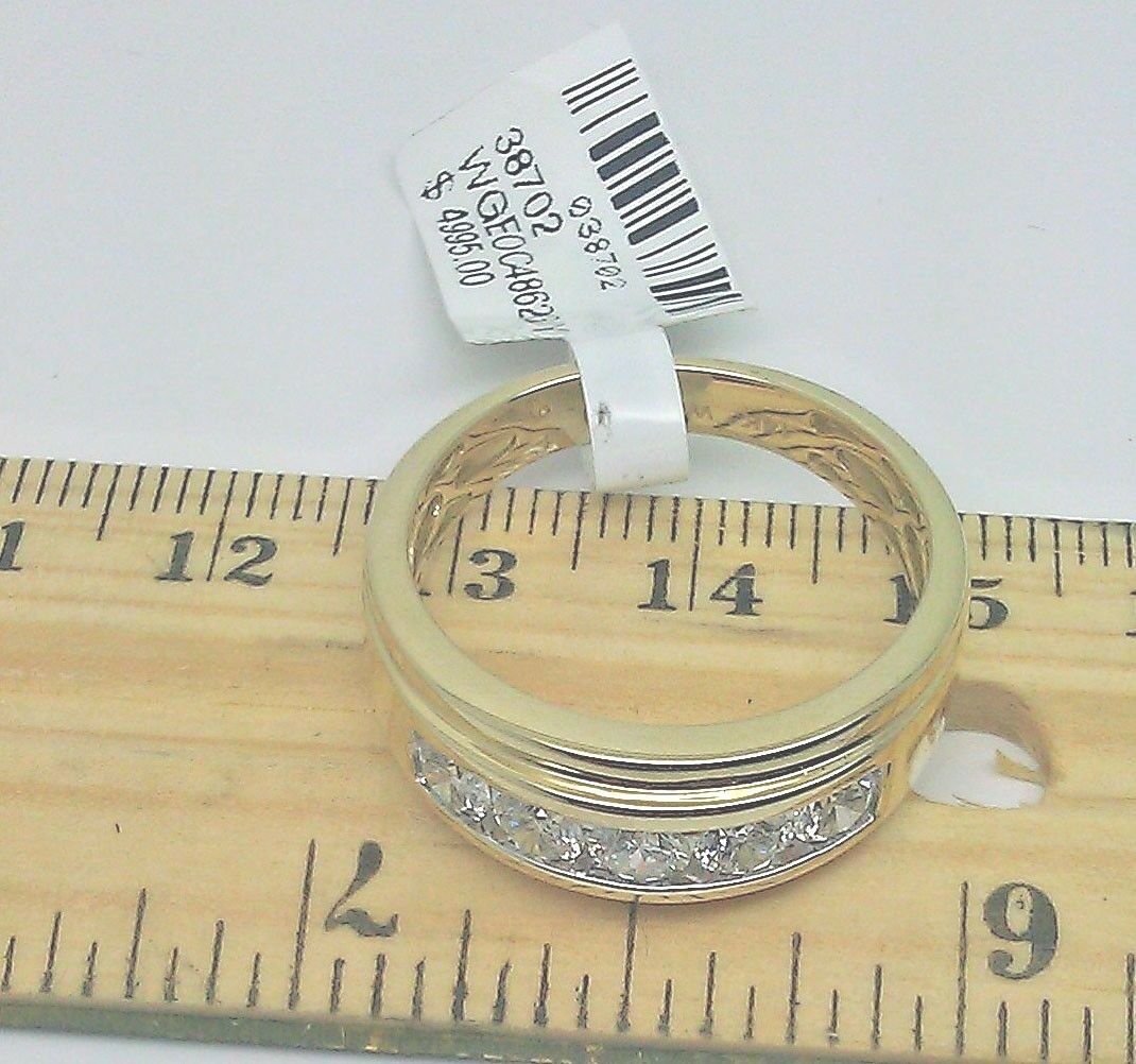 Men 14k Yellow Gold Wedding Band Ring Genuine 1 CT Diamond SIZE 9