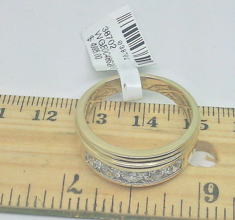 Men 14k Yellow Gold Wedding Band Ring Genuine 1 CT Diamond SIZE 9