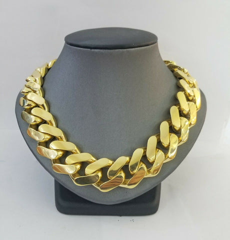 10k Gold Royal Miami Cuban Monaco Link Chain 24inch, 23mm yellow gold necklace