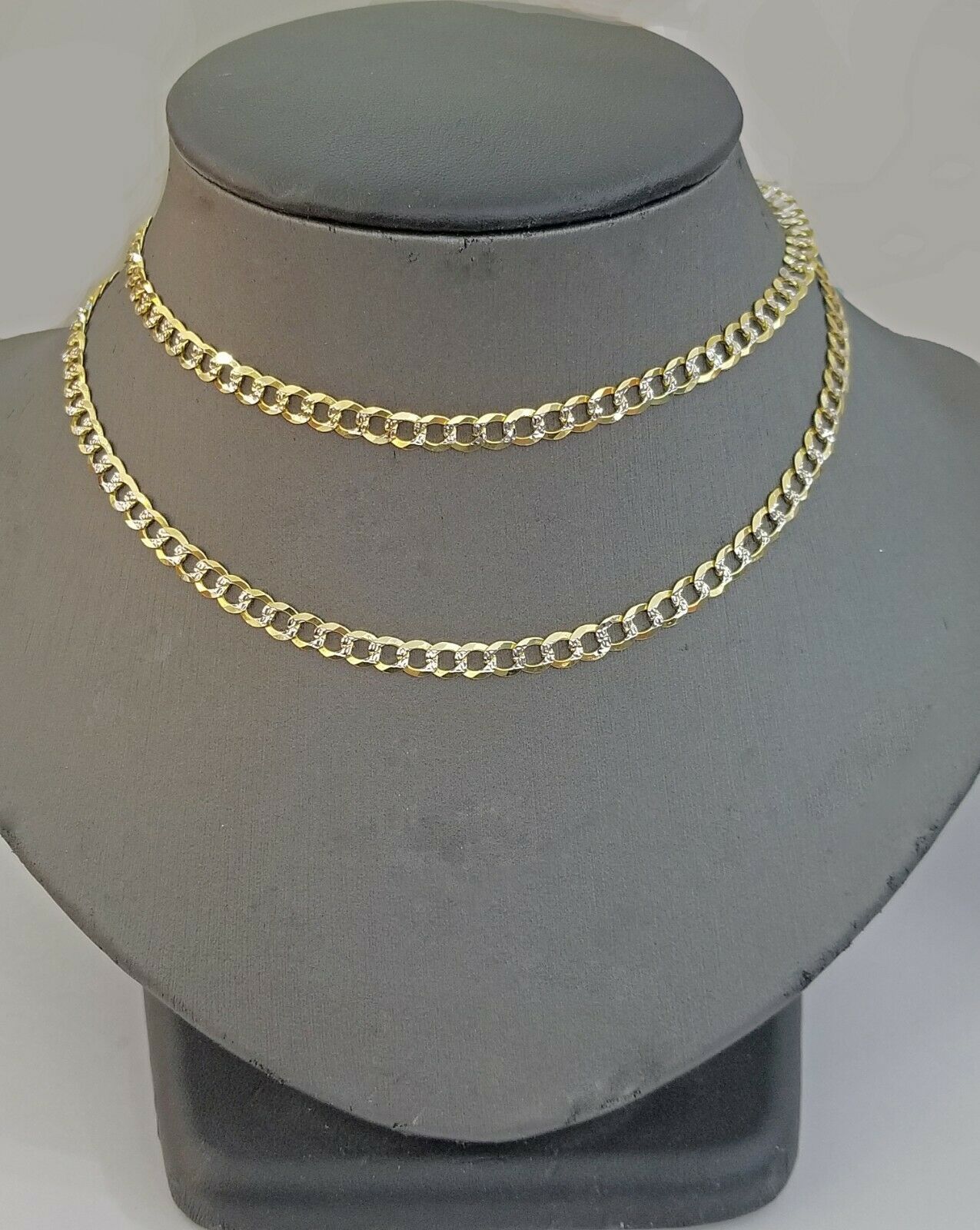 14KT SOLID Yellow Gold Cuban Link Chain Necklace Diamond Cut 5MM 24 Inch