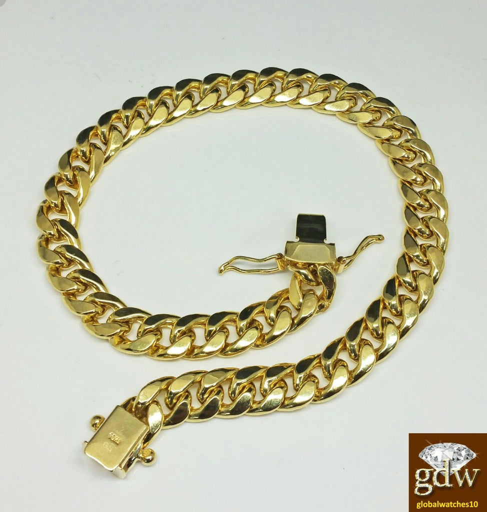 Real Gold Bracelet Men 10k Gold 8 inch Miami Cuban Link Box Lock 10kt 7mm