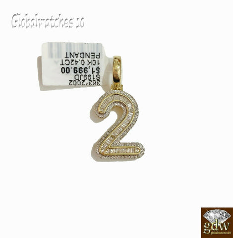 10k Gold Diamond Number Charm Pendant for men Women Initial Number Letter Real