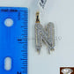 10k Yellow Gold Initials "N" Diamond Charm Pendant 1Inch Alphabate Letter