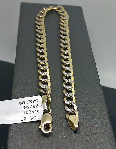10K Gold Bracelet Real Cuban Link Solid Diamond Cut 5mm 8" Inch REAL Yellow Gold