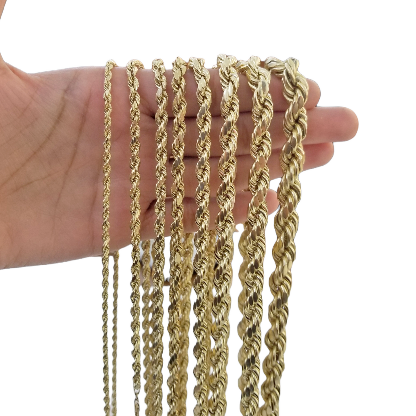 Real 10K Yellow Gold Rope Chain Necklace 26 Inch 3mm- 10mm Real 10k Men Women