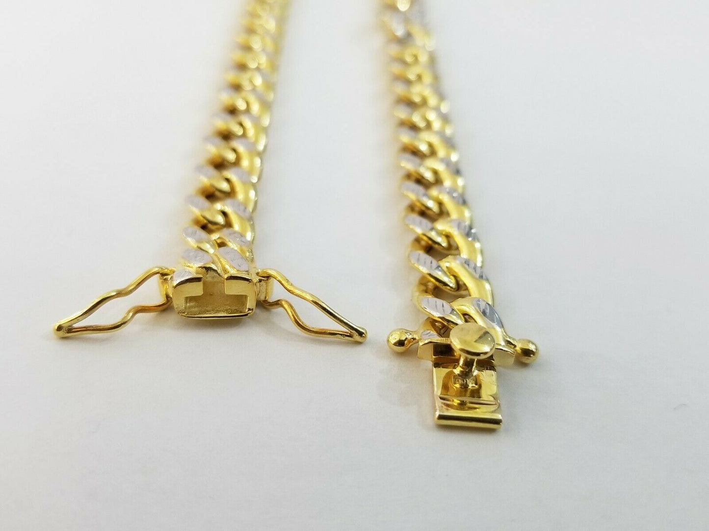 8mm 24" 10k Gold Puffed Cuban Link Chain Diamond Cut Box Lock Real Gold