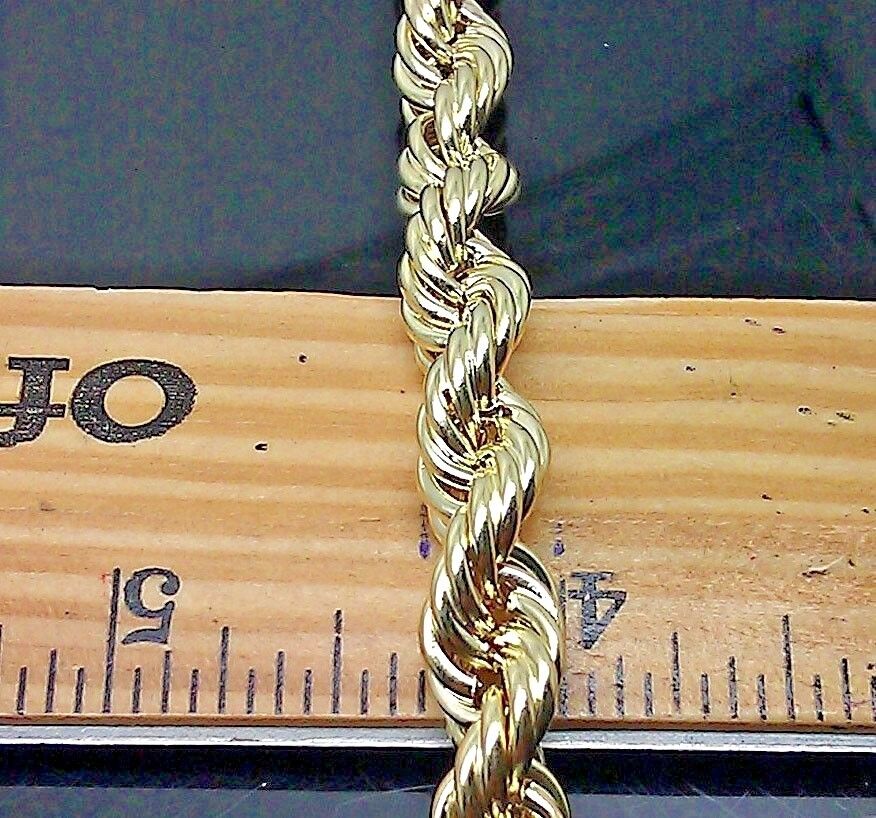 Real 10K Yellow Gold Rope Bracelet 8mm 8 " Long