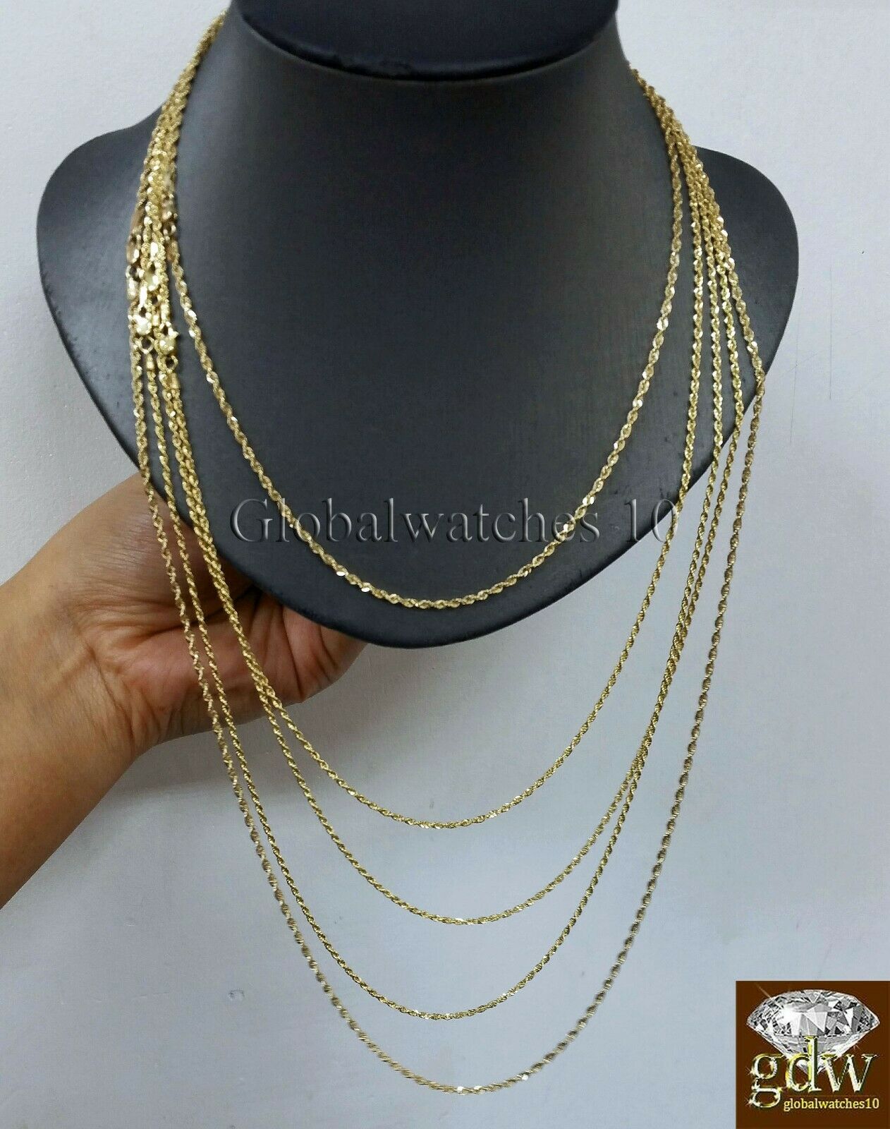 Real 10k Gold Rope Chain Necklace 1.5mm 18" 20" 22" 24" 26"