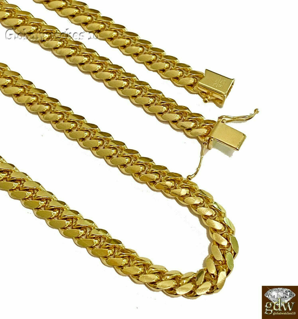 Real 10k Yellow Gold Miami Cuban Chain 7mm Necklace 22"-26" Box lock SOLID 10k