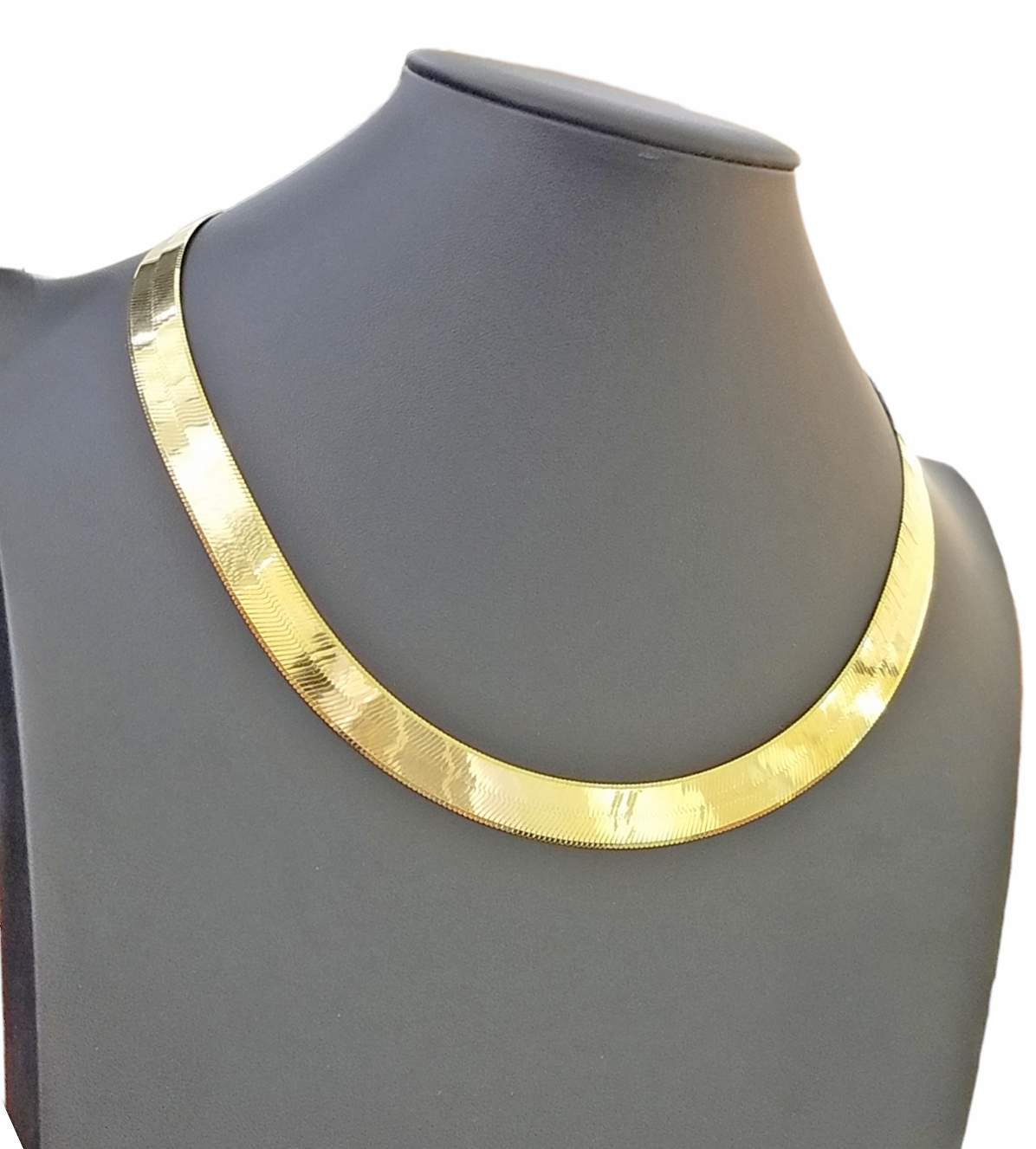 Real 10K Yellow Gold Herringbone 11mm Necklace Chain 22" Inch Lobster Lock Solid