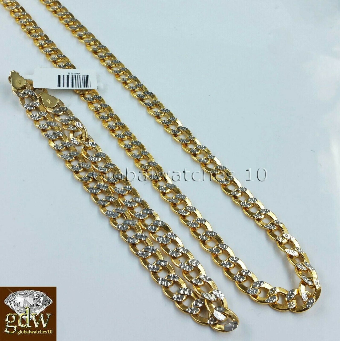 Real 10k Gold 6mm Cuban Curb Link  Chain DiamondCut SET 24" Necklace 8" Bracelet