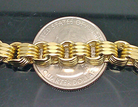 Real Genuine 10k  Yellow Gold Byzantine Box Link Bracelet 9" Long 10kt Gold 8mm