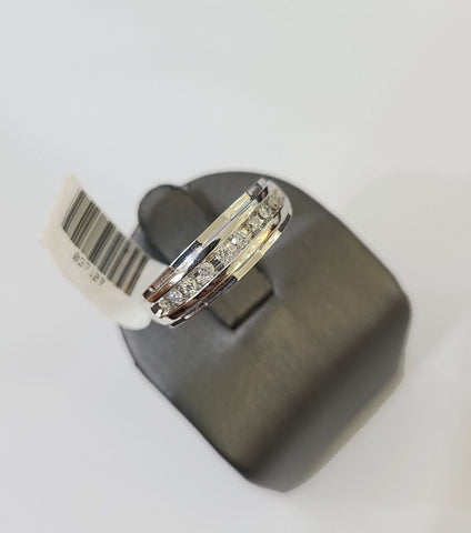 REAL 10k White Gold Diamond Ring Mens Wedding Engagement Ring Genuine