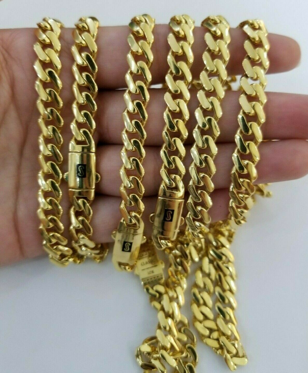 REAL 10k Gold Royal Miami Cuban Chain 6mm Monaco Necklace 18"-24" 10kt yellow Gd