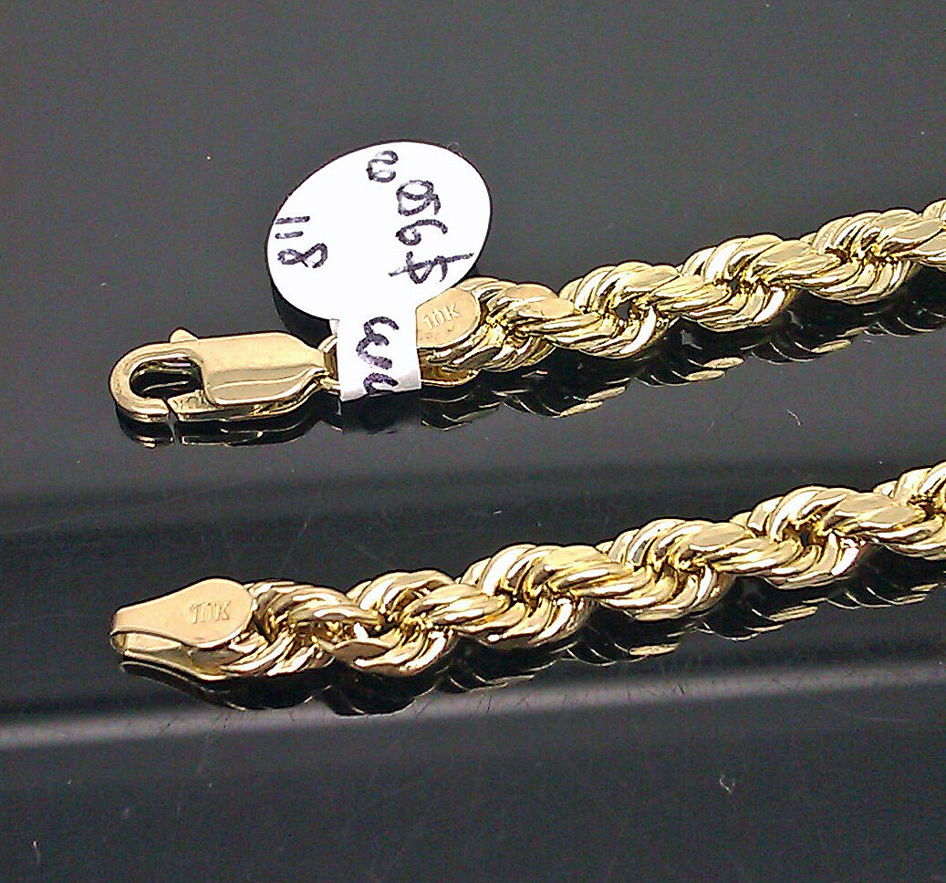 Real 10K Yellow Gold Rope Bracelet 5mm 8" Inch Mens Ladies Women