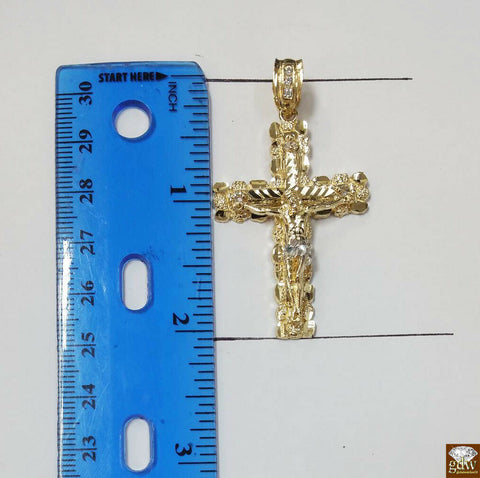 10k Yellow Gold Franco Chain Necklace Cross pendant charm 22" 24" 26" 28" 30"