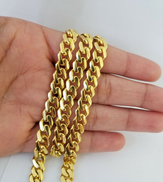 Real 10k Gold Royal Miami Cuban Monaco Link Chain 8mm 20" yellow gold necklace