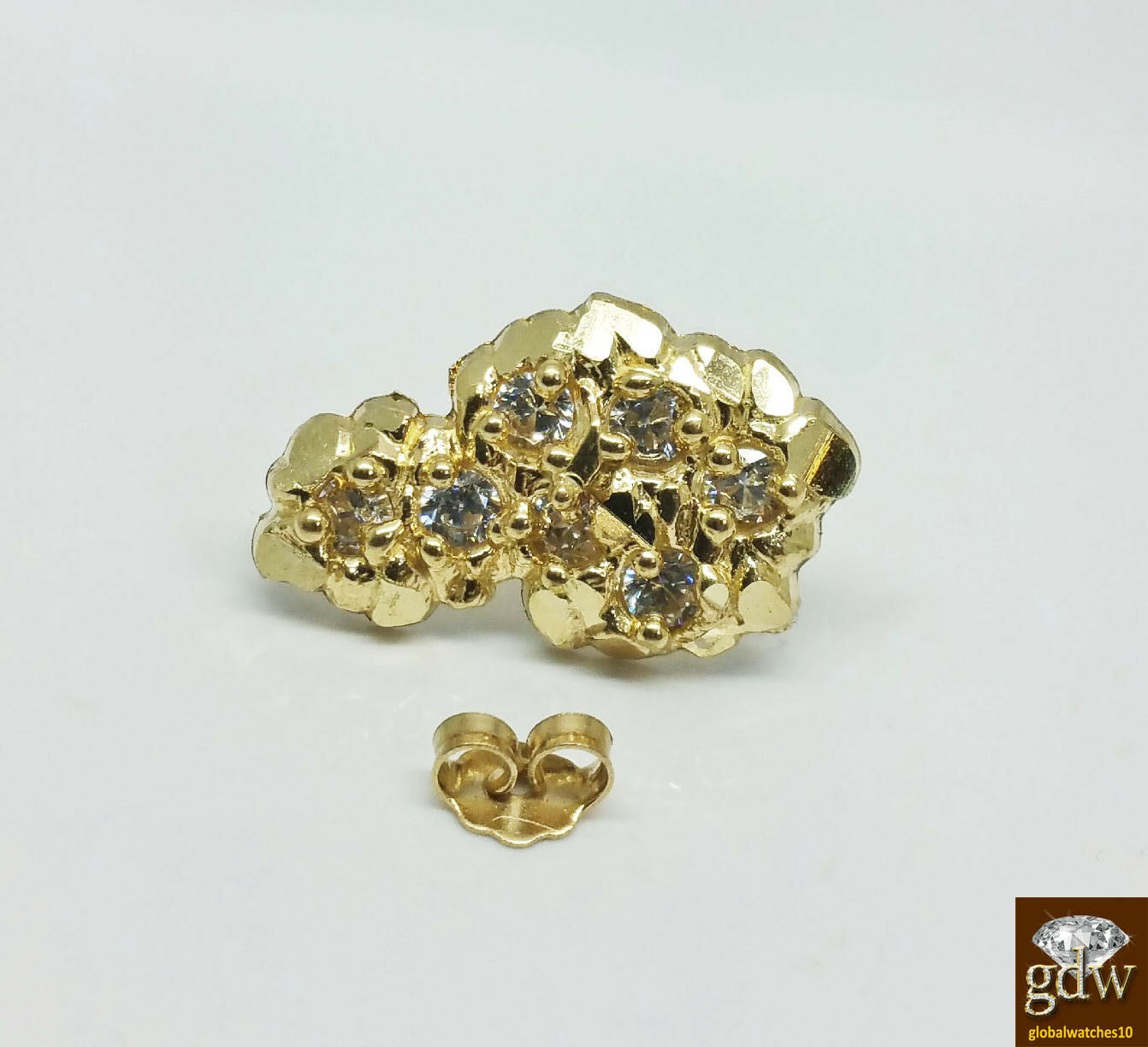 Genuine New 10k Yellow Gold Men/Women Nugget Earrings With Push Back.