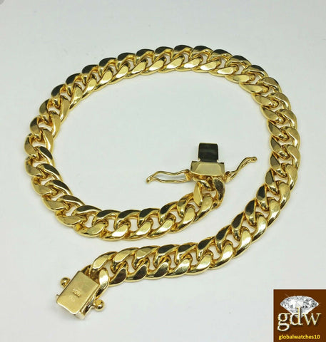 Real 10k yellow Gold Miami Cuban Bracelet 9" Inch Long 7mm Box Lock Unisex.
