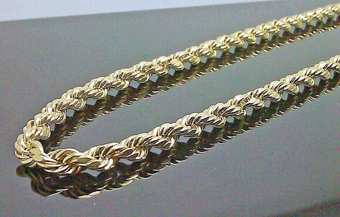 New Real 10K Men's Yellow Gold Rope Chain 6mm 22" Inch Diamond cut