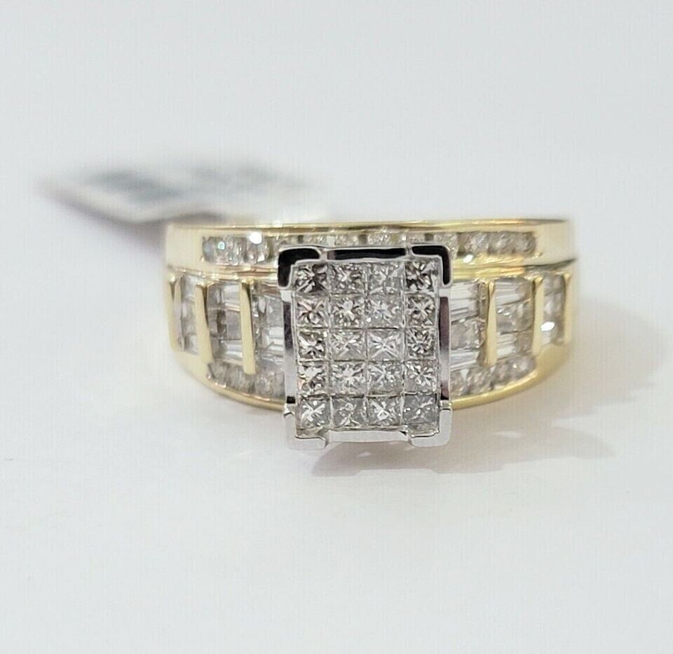 1CT Ladies Diamond Ring Real 10k Yellow Gold Diamond Cinderella Style GENUINE