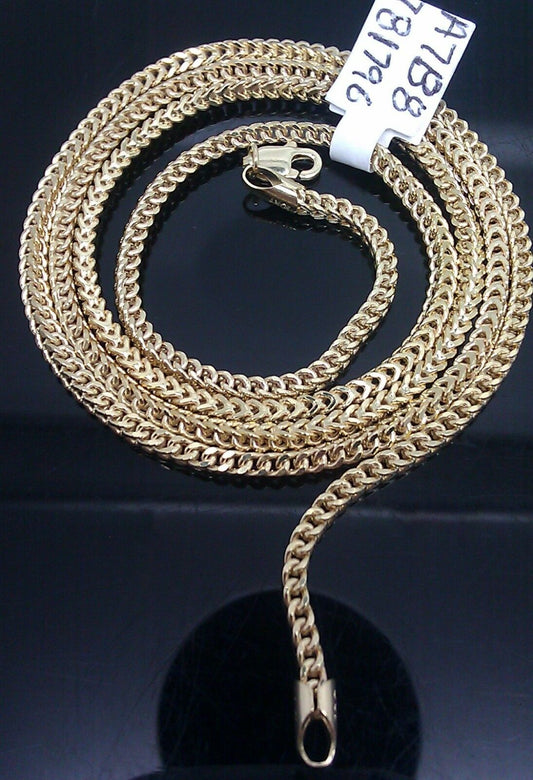 10k Gold Chain 2mm Franco Box Chain 16 18 20 22 24 26 Inch Men Women Necklace