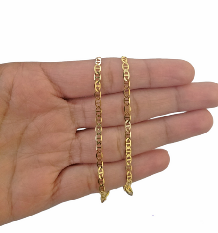 Real 10k Yellow Gold Mariner Anchor Link Chain 3mm Necklace 18" Inch