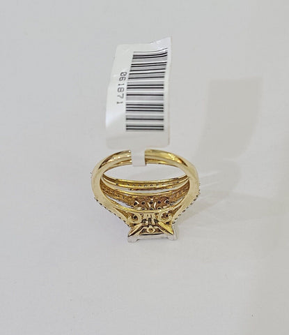 Real 10k Yellow Gold Diamond Ladies Ring SET Women Engagement Wedding Genuine