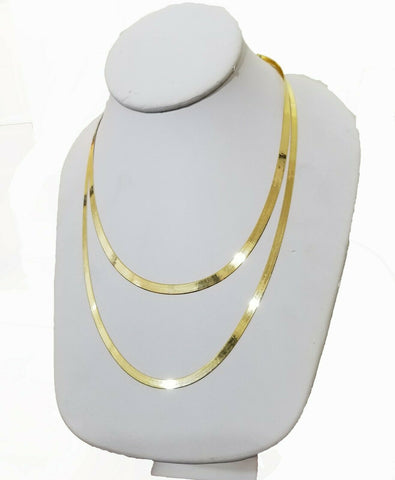 Real 10k Gold Herringbone necklace chain 3mm 5mm 18" 20" 22" 24" Men Women