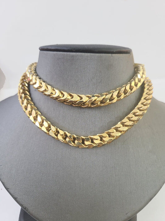 10K Yellow Gold Franco Box Chain 8mm 26" Lobster Clasp Men Women REAL Chain