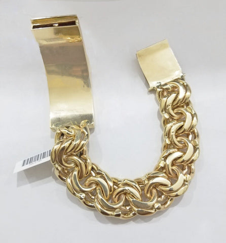 Real 10k Yellow Gold Chino ID Bracelet 22 mm 8.5 Inch For Men's 10kt Gold