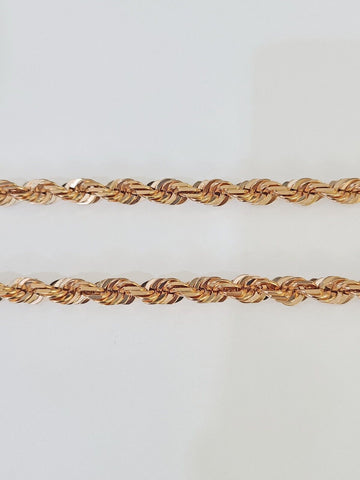 10k Solid Rose Gold Rope Chain Necklace 24" Inches 6mm Diamond Cut