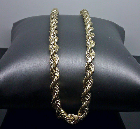 10K Gold Chain For Men Real Yellow Gold Rope 5mm 19 Inch Diamond cut