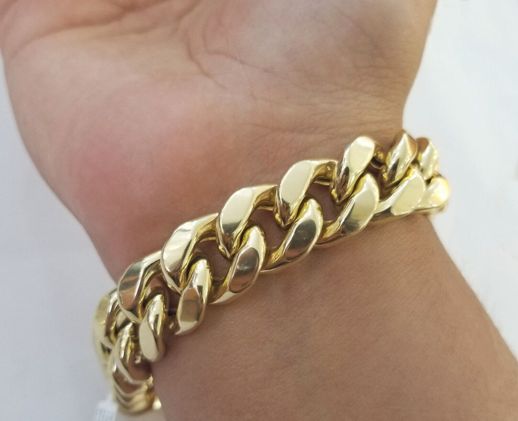 10K Yellow Gold Bracelet 15mm Miami Cuban Link 8.5" Real 10kt Gold Thick mens