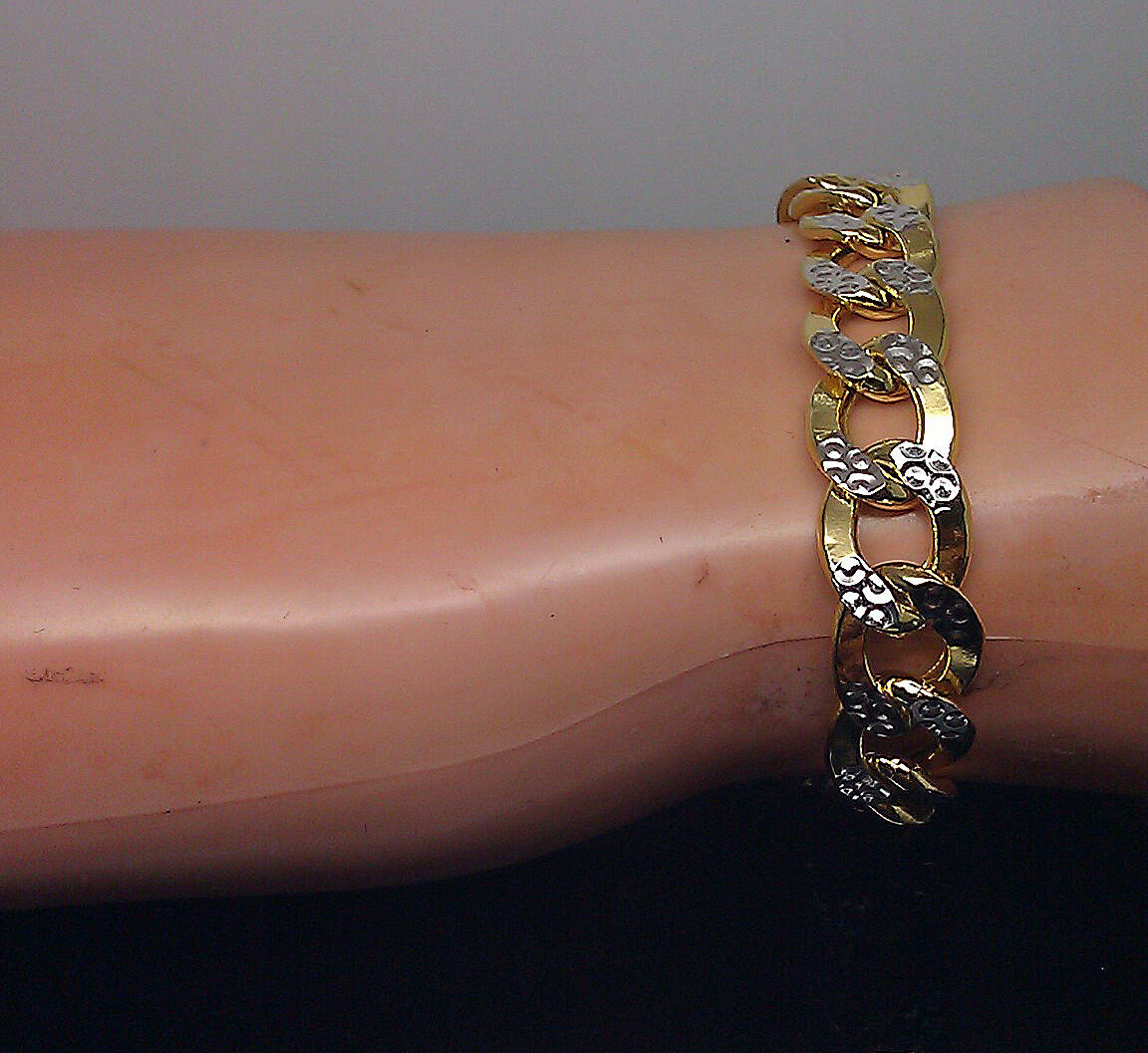 REAL 10K Yellow Gold Cuban Bracelet Diamond Cut 9" Inch 10mm Lobster Lock