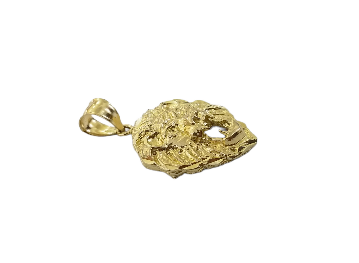 10K Yellow Gold Lion Head Charm Animal Pendent  Real 10kt