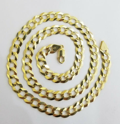 Solid REAL Yellow Gold 14k Gold Cuban Curb Link Chain 24 inch Necklace 10mm