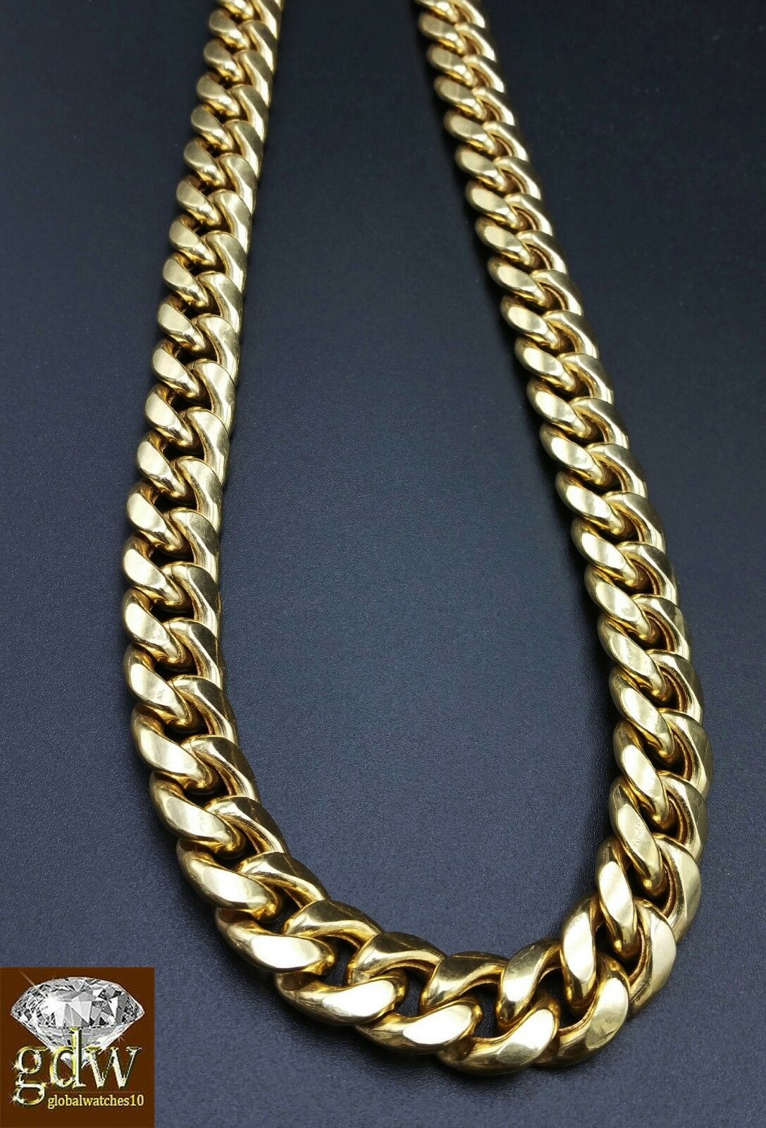 Real 10K Yellow Gold Miami Cuban Chain Necklace 11mm 30" Box Clasp