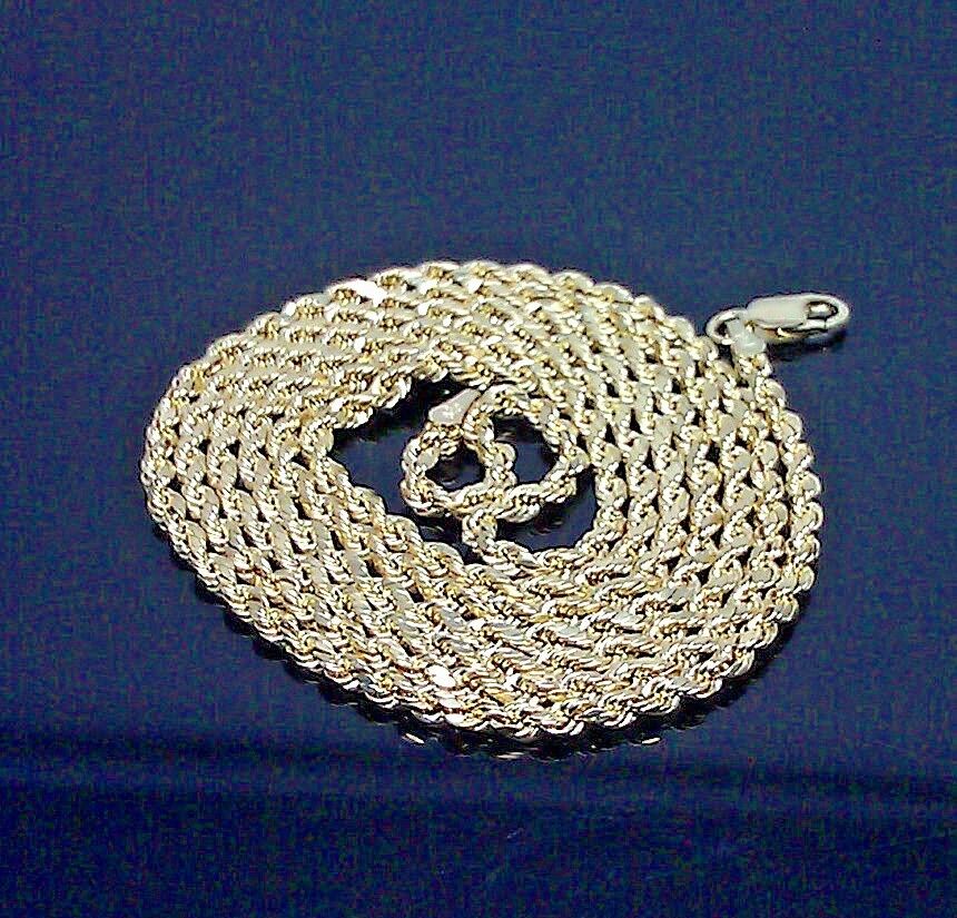 Real 10k Gold Chain Rope Necklace 2.5mm 20" 22" 24" 26" 28" 30" Inch Diamond Cut