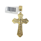 14K Real Yellow Gold Jesus Cross Diamond Cut Pendant Religious Charm