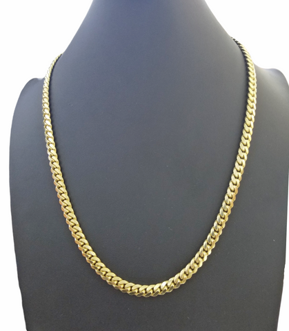 SOLID 10K Yellow Gold Miami Cuban Link Chain 24" 7mm Box Lock Necklace REAL