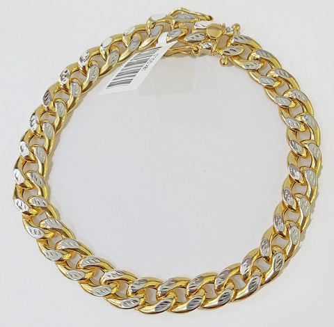 10K Yellow Gold Bracelet Real Cuban Curb Link Diamond Cut 10mm 8" Inch REAL Gold
