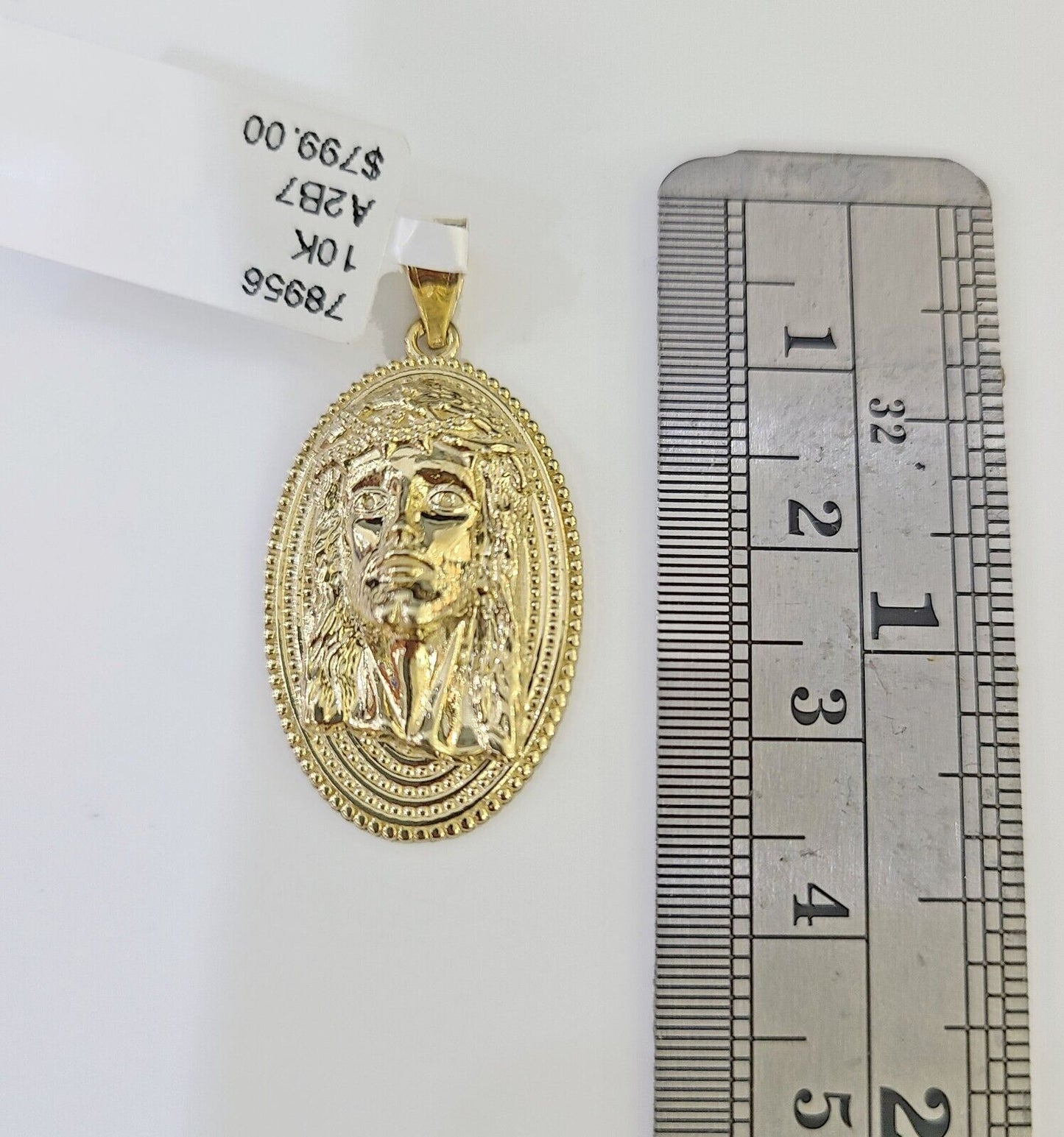 Best Real 10k Yellow Gold Oval Shaped Jesus Head Pendant 1-1.5 inches Charm