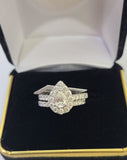 REAL 14k White Gold Diamond Ring Pear Shaped Ladies Wedding Engagement